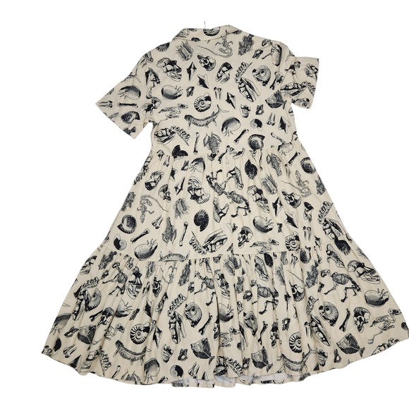 Dangerfield Tiered Babydoll Midi Dress 6 Body Fossils Quirky Goth Kawaii Grunge - Picture 6 of 10